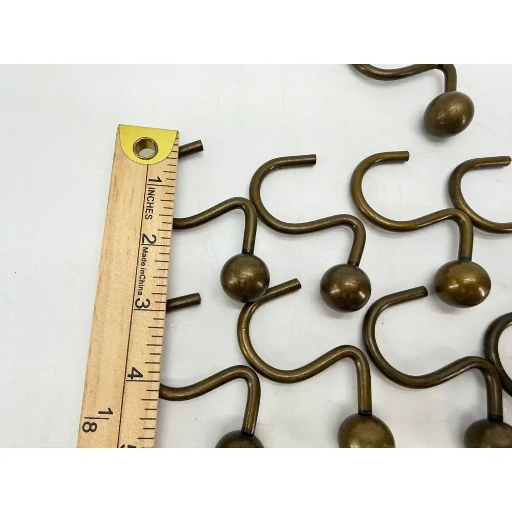 Metal S Shaped Shower Curtain Hooks Ball End Bronze Tone 1.25 lb